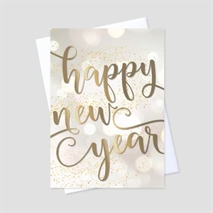 Golden Lights and Confetti New Year Greeting Card