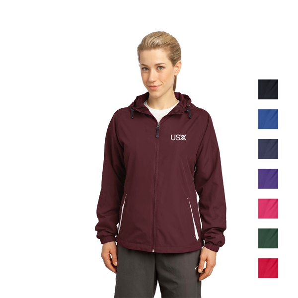 Sport-Tek® Ladies Colorblock Hooded Raglan Jacket - Image 1