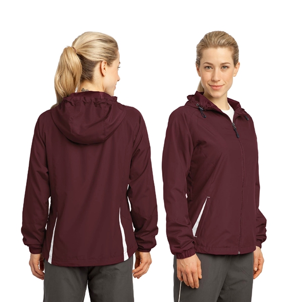 Sport-Tek® Ladies Colorblock Hooded Raglan Jacket - Image 2