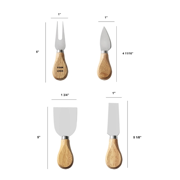 Stainless Steel Cheese Knife Suit Wood Hand - Image 1