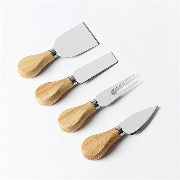 Stainless Steel Cheese Knife Suit Wood Hand - Image 2