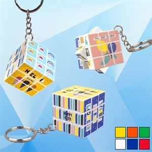 1 3/8'' Puzzle Cube w/ Key Chain