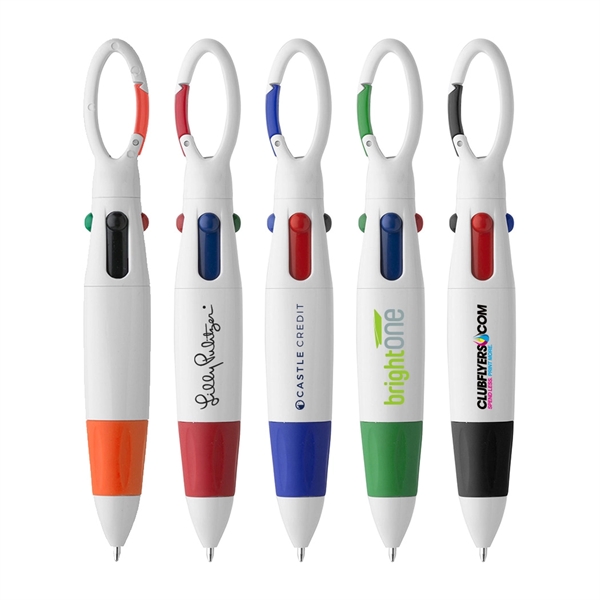 Four Color Ink Carabiner Pen - Image 1