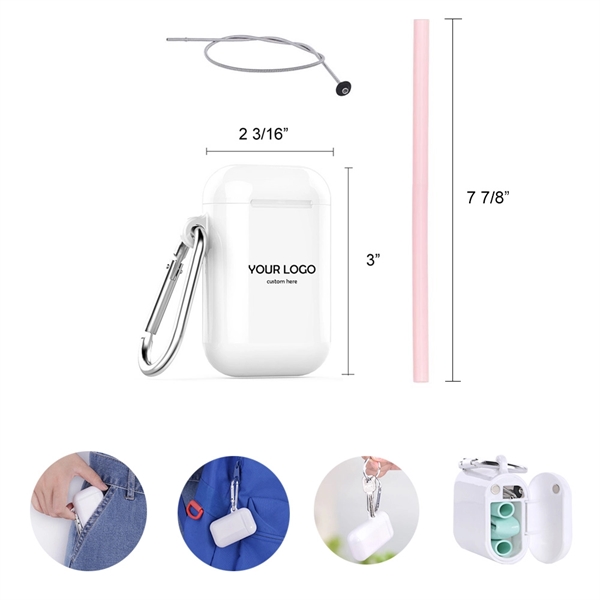 Reusable Collapsible Silicone Straw With Storage - Image 1