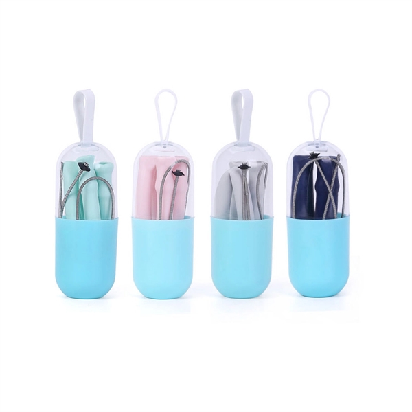 Reusable Collapsible Silicone Straw With Storage Case - Image 3