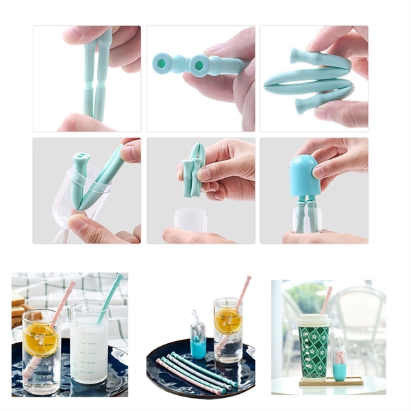 Reusable Collapsible Silicone Straw With Storage Case - Image 4
