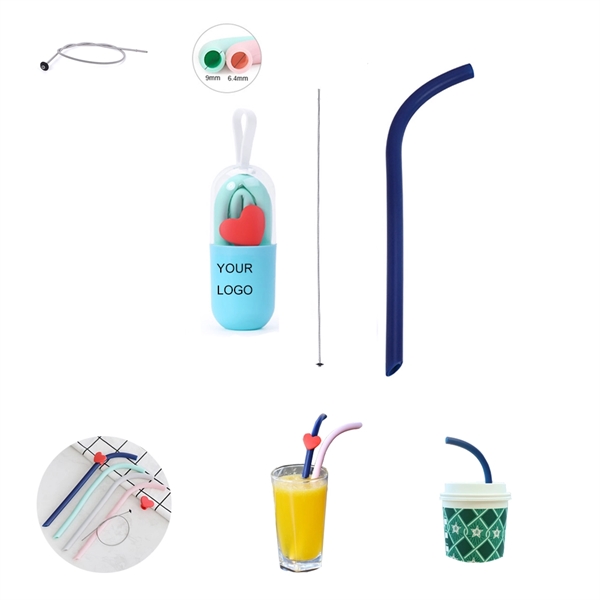 Reusable Collapsible Silicone Straw With Storage Case - Image 2