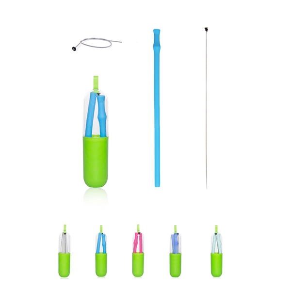 Silicone Reusable Collapsible Straw - Image 2