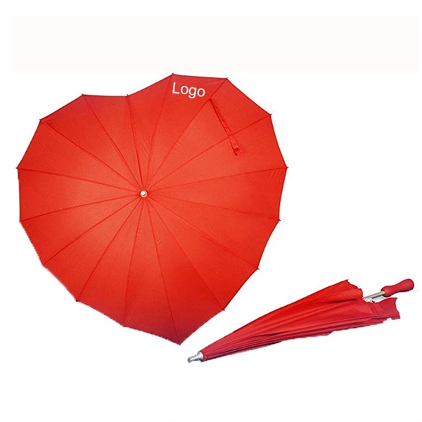 16K Red Heart Shape Rain Umbrella - Image 1