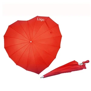 16K Red Heart Shape Rain Umbrella
