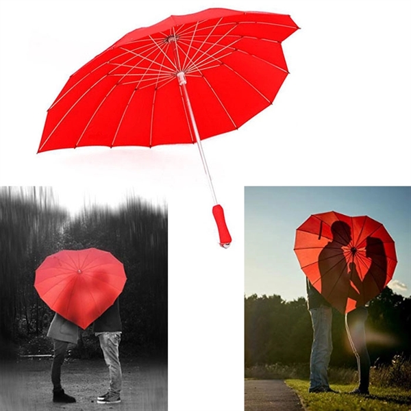 16K Red Heart Shape Rain Umbrella - Image 2