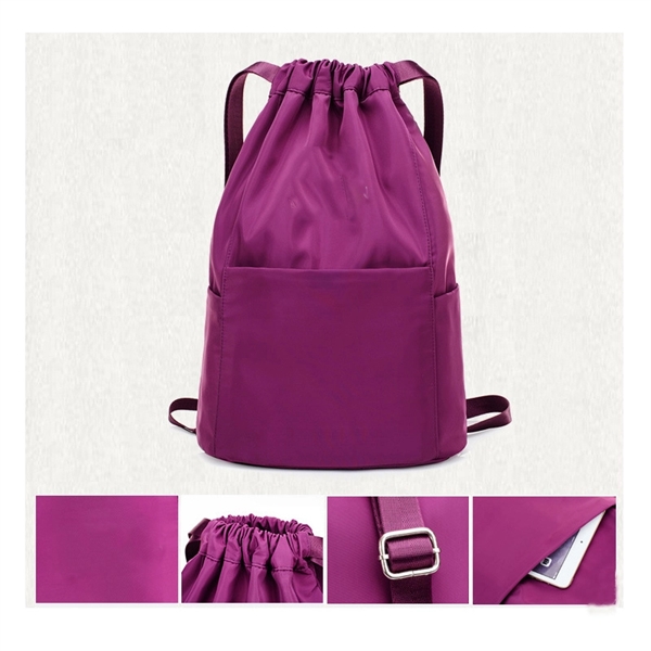 Drawstring Nylon Backpack Nylon Sports Backpack - Image 2