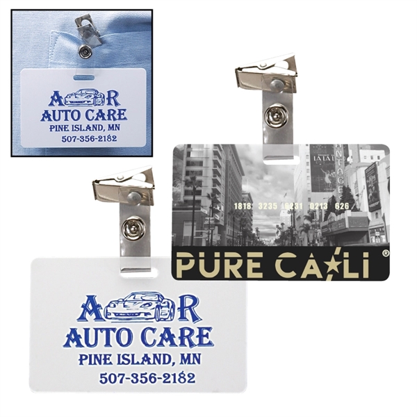 Horizontal Plastic ID Card With Badge Clip - Image 1