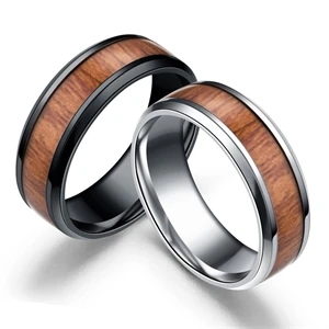 Stainless Steel Wood Ring