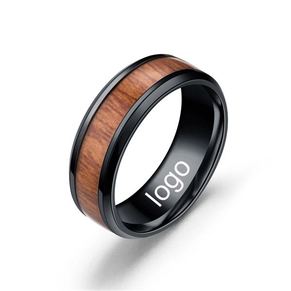 Stainless Steel Wood Ring - Image 2