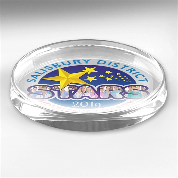Oval Glass Award Paperweight - 3" x 5" x 3/4" - Image 2