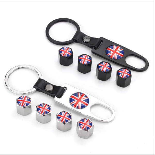 Universal Car Tire Valve Stem Air Caps Cover And Keychain - Image 1