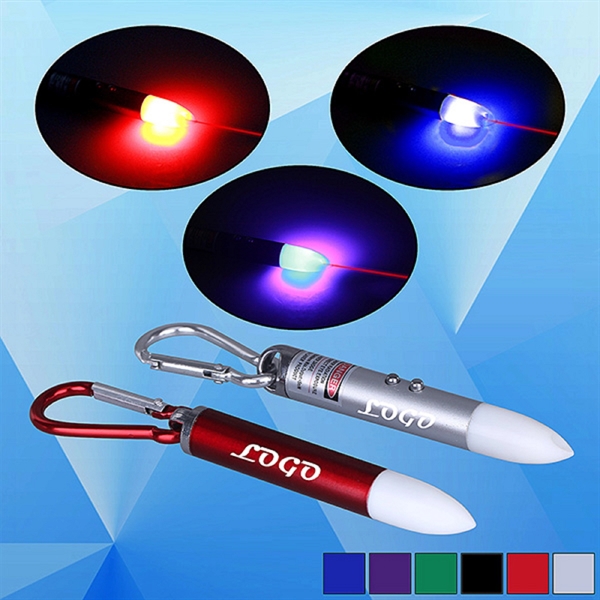 Laser Pointer LED Flashlight W/ Carabiner - Image 1