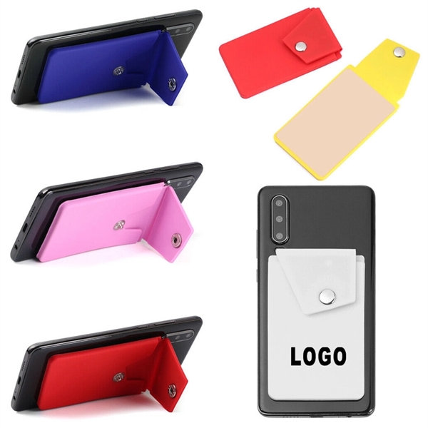 Silicone Phone Wallet Stand With Button