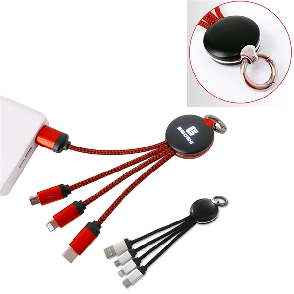 Light-Up 3-In-1 Charging Cable With Key Ring - Image 2
