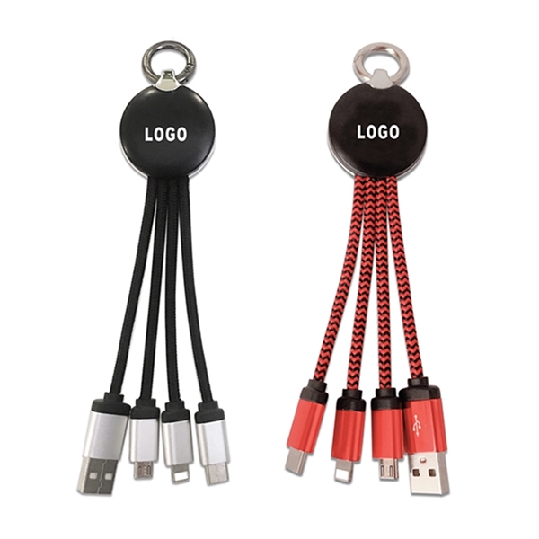 Light-Up 3-In-1 Charging Cable With Key Ring - Image 1