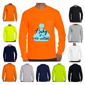 100% Cotton Long Sleeve Winter T-Shirt 6.1 oz with Pocket