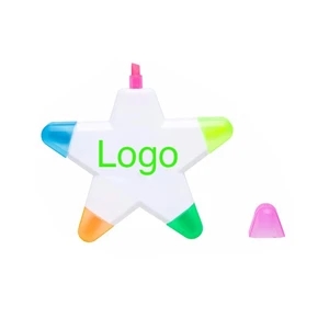 5 Colors in 1 Creative Pentagram Plastic Highlighter Marker