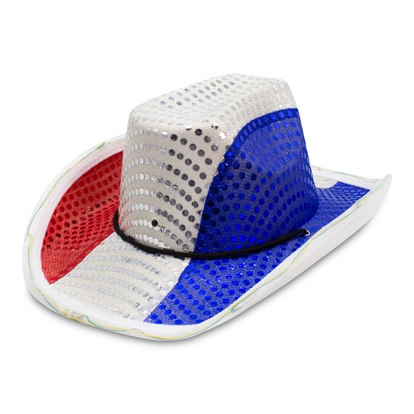 Patriotic LED Sequin Cowboy Hat - Image 2