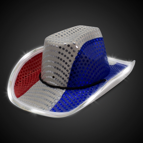 Patriotic LED Sequin Cowboy Hat - Image 3