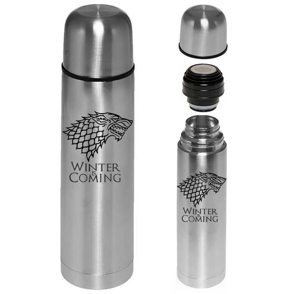 Spill Proof Steel Vacuum Travel Flask Insulated Silver 24 oz - Image 1