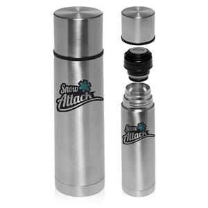 Cylindrical Insulated Vacuum Thermal Flasks Silver 18 oz.