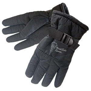 Black Water-resistant Winter Glove w/ Gripped Palm & Fingers