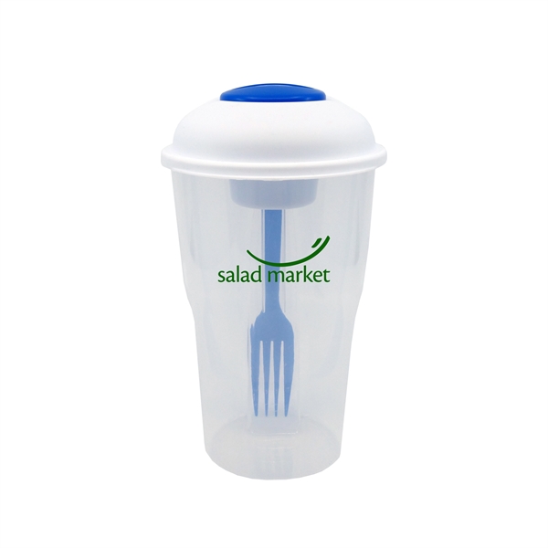 Salad Shaker Container with Fork and Dressing Container - Image 1