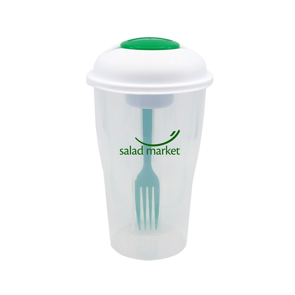 Salad Shaker Container with Fork and Dressing Container - Image 2