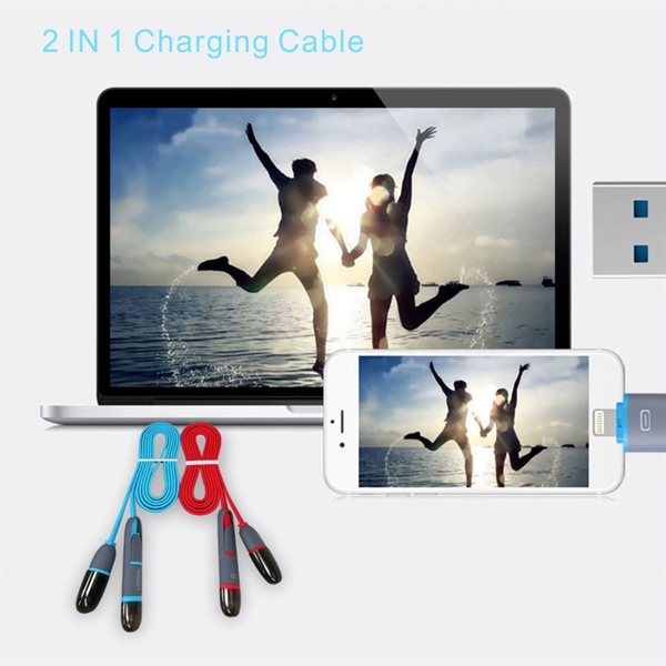 3.3Ft/1M 2-in-1 iPhone and Android Charging Cable - Image 1