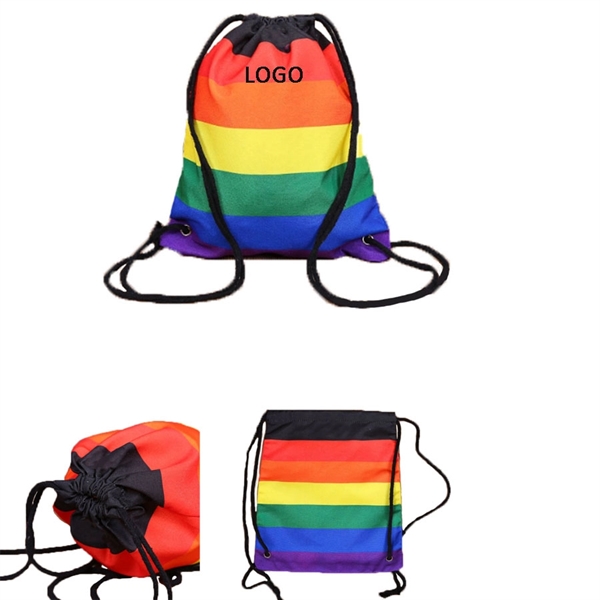 Rainbow Drawstring Backpack - Image 1