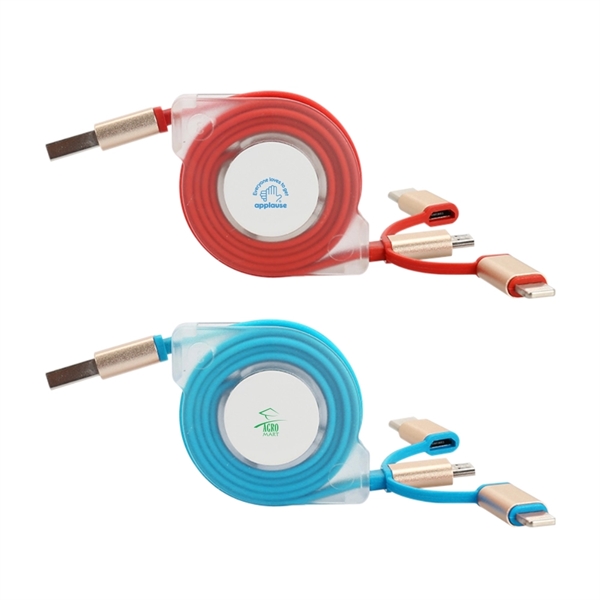 3.3Ft/1M 3-in-1 Retractable Charging Cable - Image 2