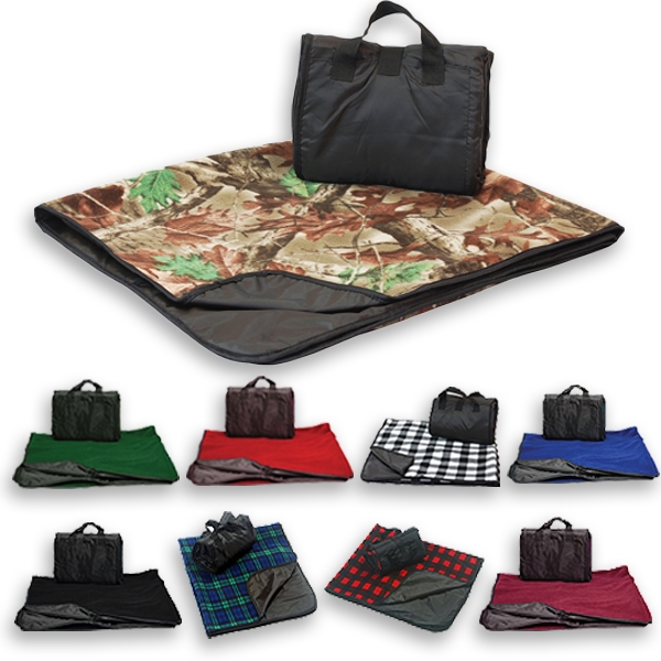 Reversible Fold up Picnic Blanket w/ Carry bag 50" X 60" - Image 1