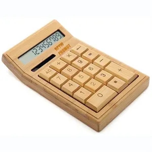 12 digits Wooden electronic bamboo calculator with Solar pan