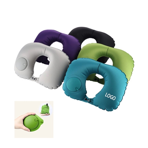 Press Type Inflatable U Shape Travel Air Pillow - Image 1