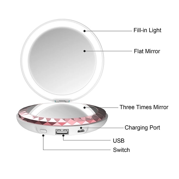 Compact Power Bank Charger With Mirror - Image 2