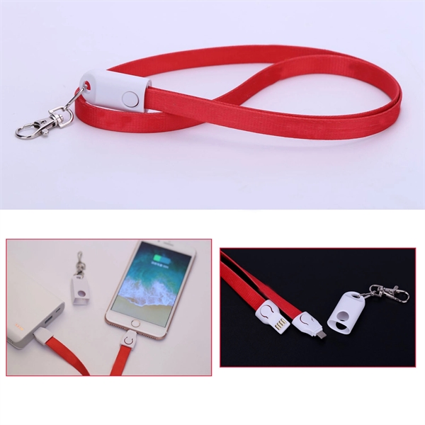 2 In One Neck Lanyard USB Phone Charging Charger - Image 12