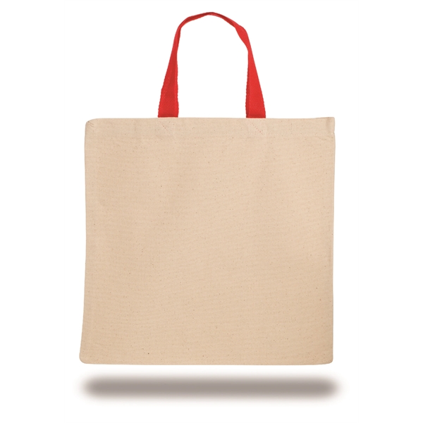 Canvas Tote Bag w/ Contrasting Web Handles 14" X 14" Bags - Image 2