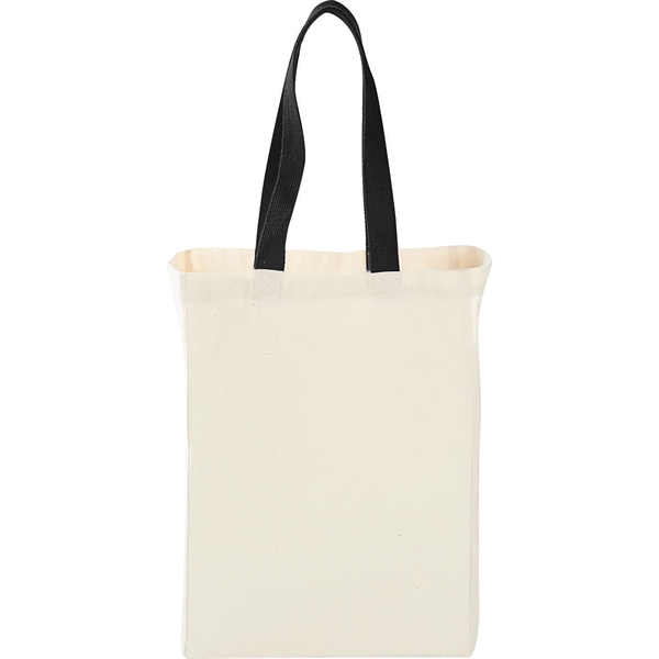 Grocery Canvas Tote bag w/ colored handles 10" x 14" x 5"G - Image 2
