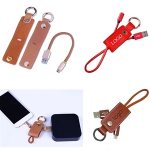Leather Keychain Phone Cable