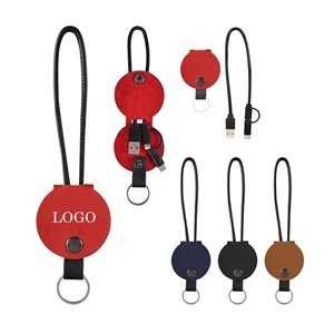 3 In 1 Leather Keychain Phone Cable