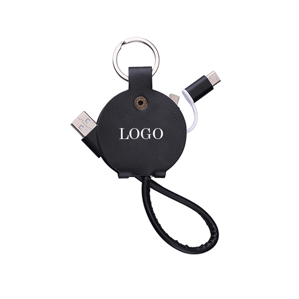 3 In 1 Leather Keychain Phone Cable - Image 3