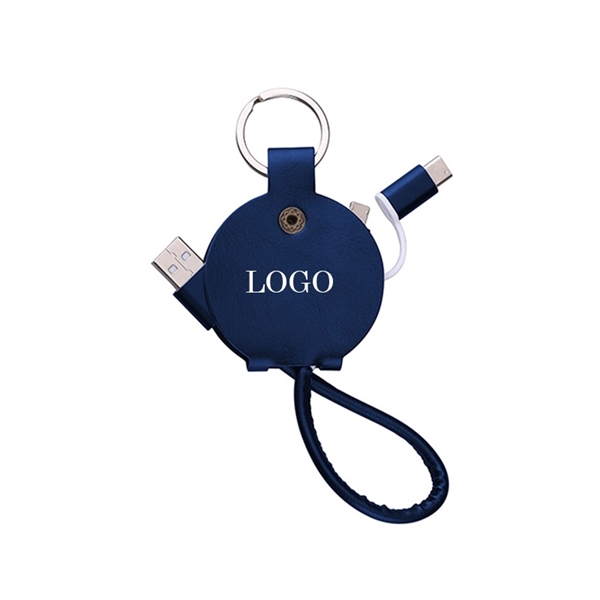 3 In 1 Leather Keychain Phone Cable - Image 4