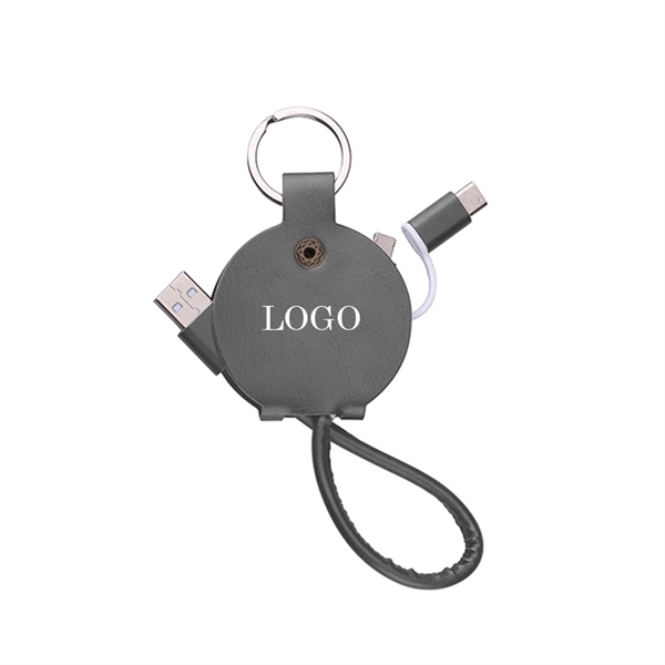 3 In 1 Leather Keychain Phone Cable - Image 5