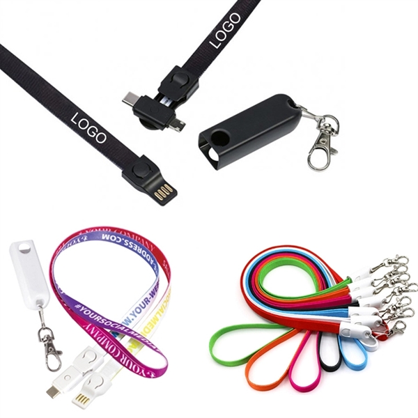 3 In 1 USB Charging Cable Lanyard - Image 1